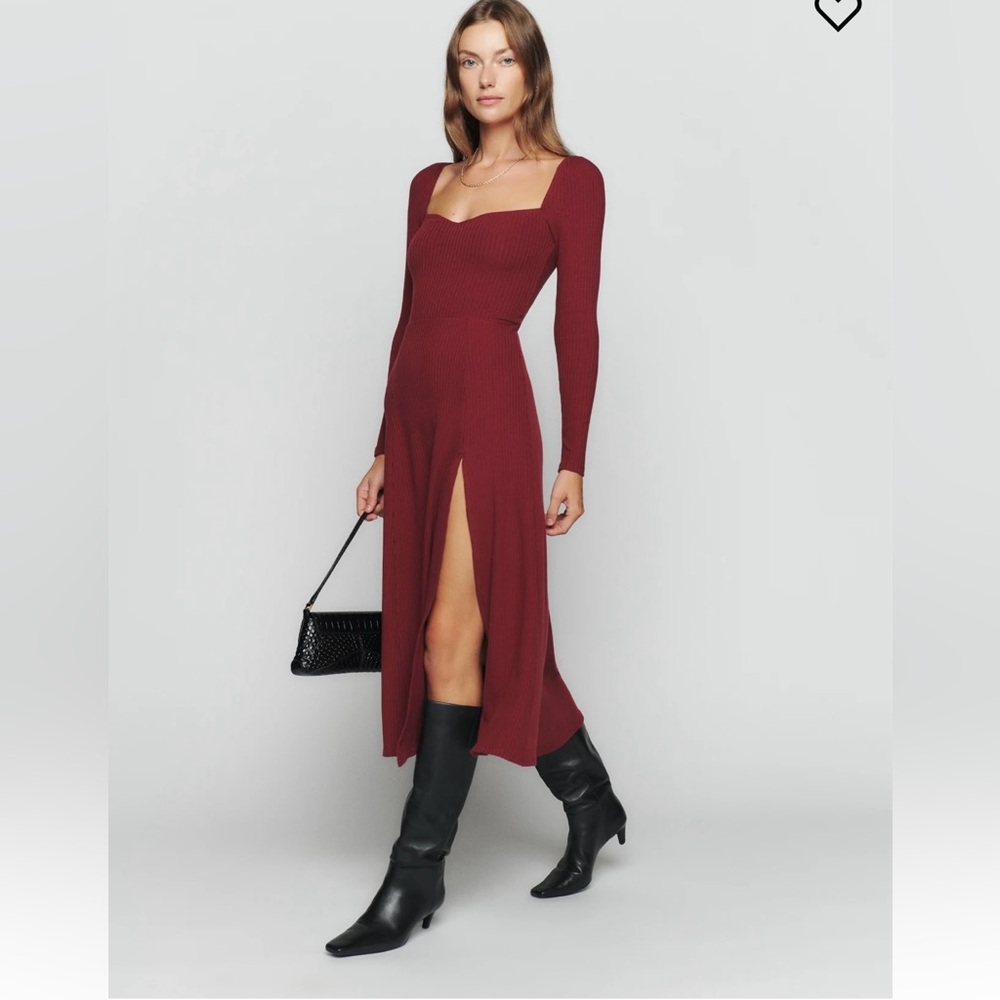 NWT Reformation Banks Knit midi dress color Chianti ( wine red) size XS